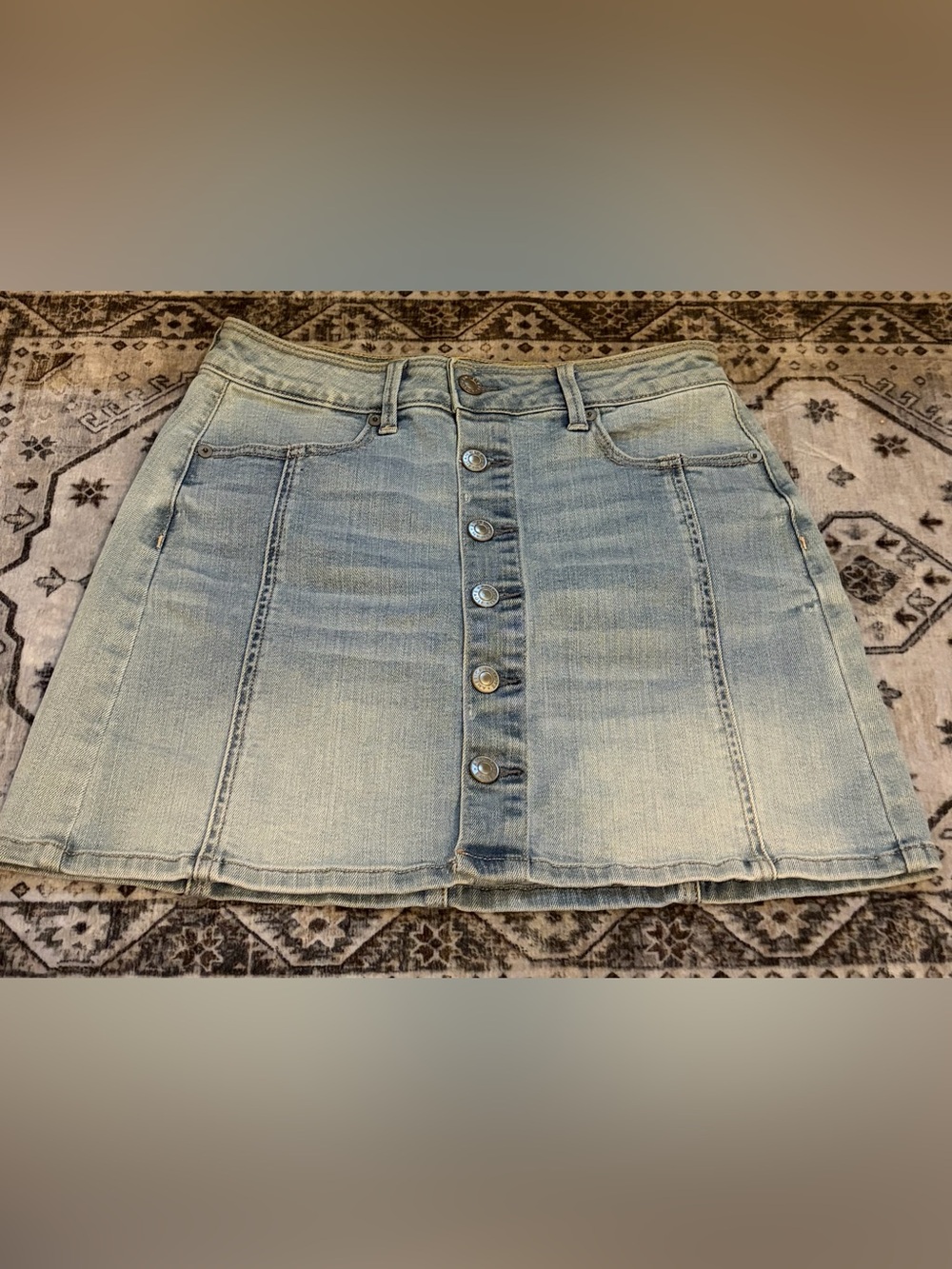 American Eagle Button-Front Denim Mini Skirt Womens Sz 2